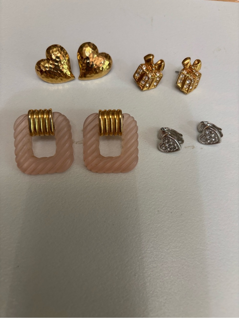 Avon Gold & Blush Pink, rhinestones silver and gold tone Mixed Earring Set